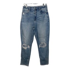 American Eagle Womens Stretch Ripped Curvy Mom Jeans, Size 8 LONG